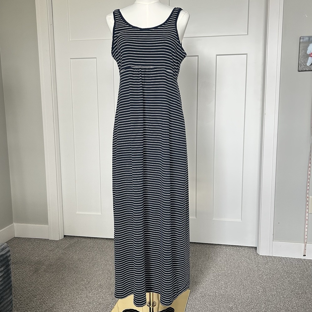 Columbia PFG Omni Wick Blue/White Striped Maxi Tank Dress Women's Large Stretch
